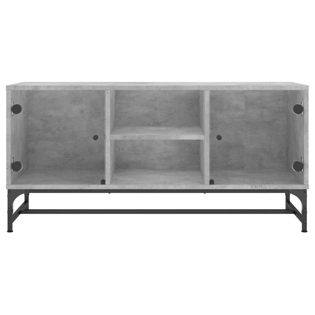 TV-møbel med glaslåger betongrå 102x37x50 cm