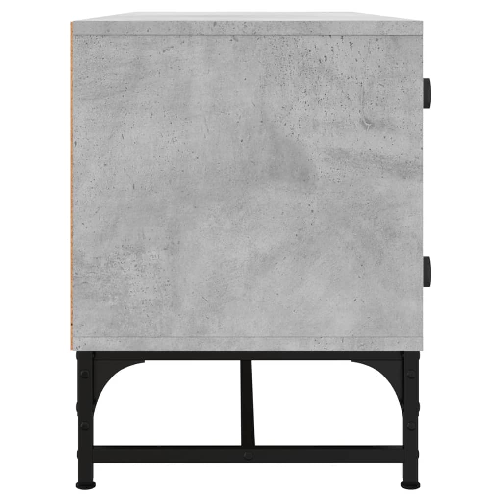TV-møbel med glaslåger betongrå 102x37x50 cm