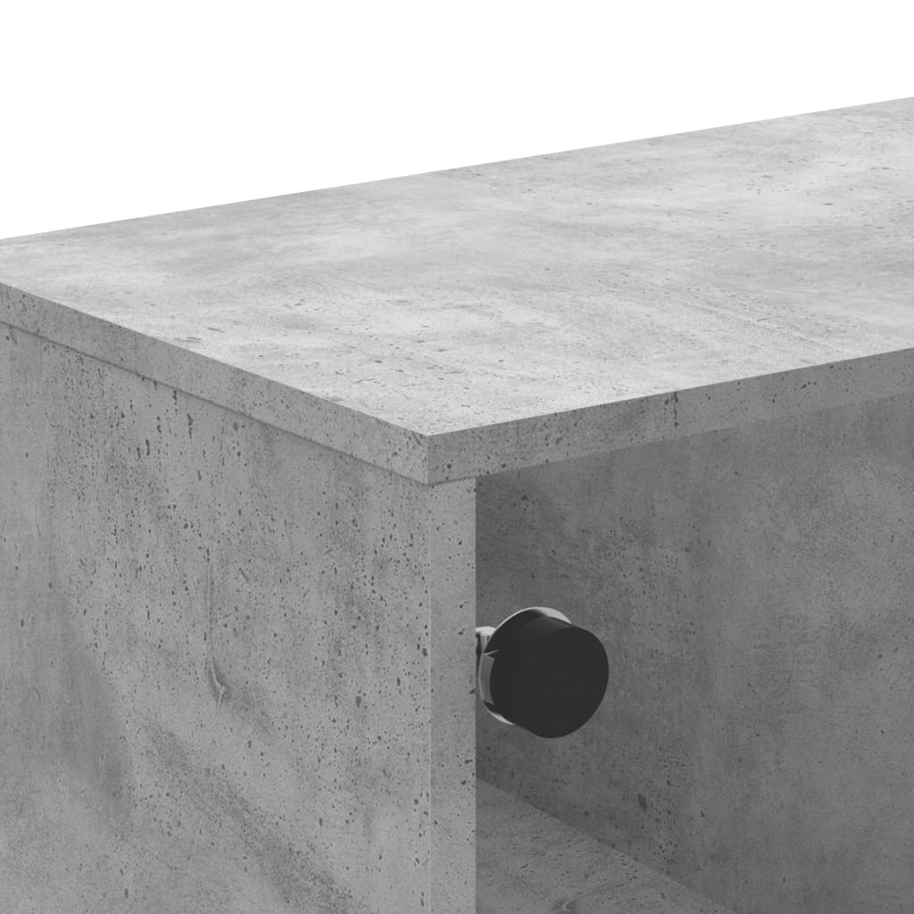 TV-møbel med glaslåger betongrå 102x37x50 cm