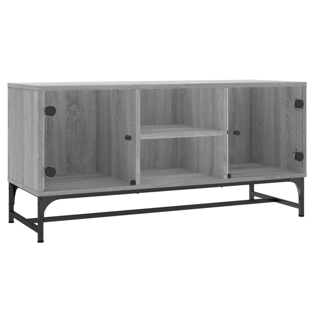 TV-skab med glaslåger Grå Sonoma 102x37x50 cm