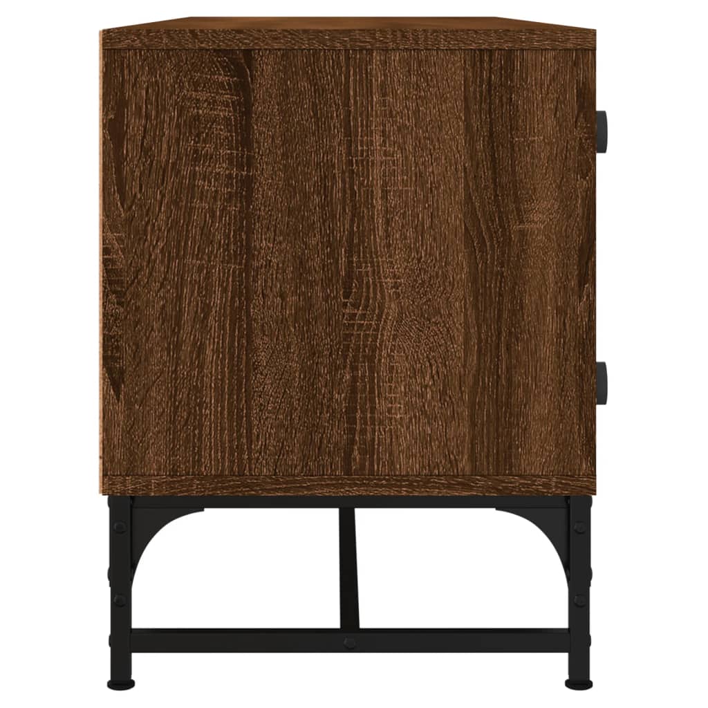 Tv-møbel med glaslåger brun eg look 102x37x50 cm