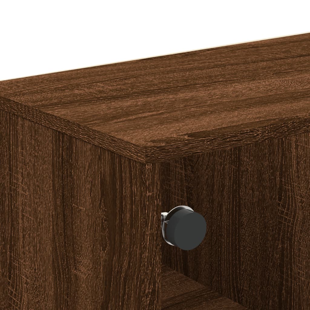 Tv-møbel med glaslåger brun eg look 102x37x50 cm