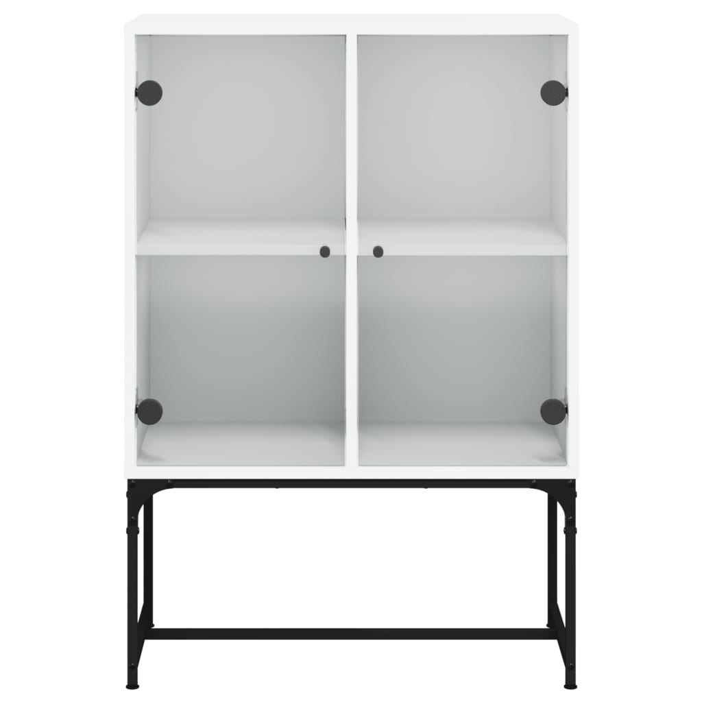 Sideskab med glaslåger Hvid 69x37x100 cm