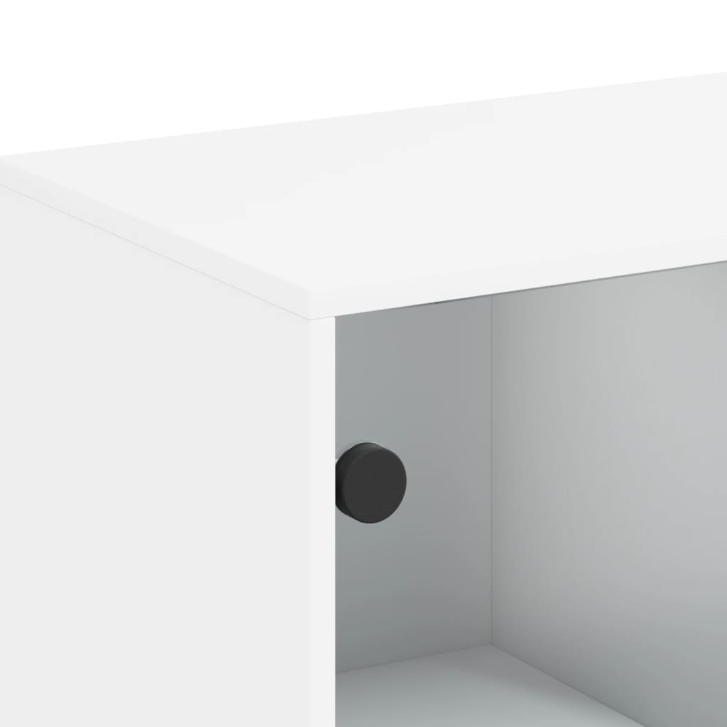 Sideskab med glaslåger Hvid 69x37x100 cm