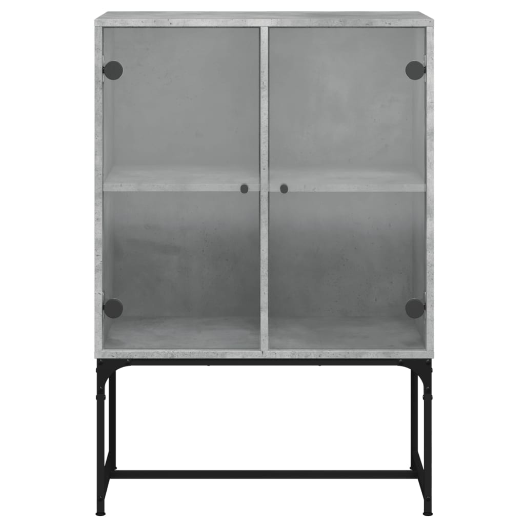 Sideskab med glaslåger Betongrå 69x37x100 cm