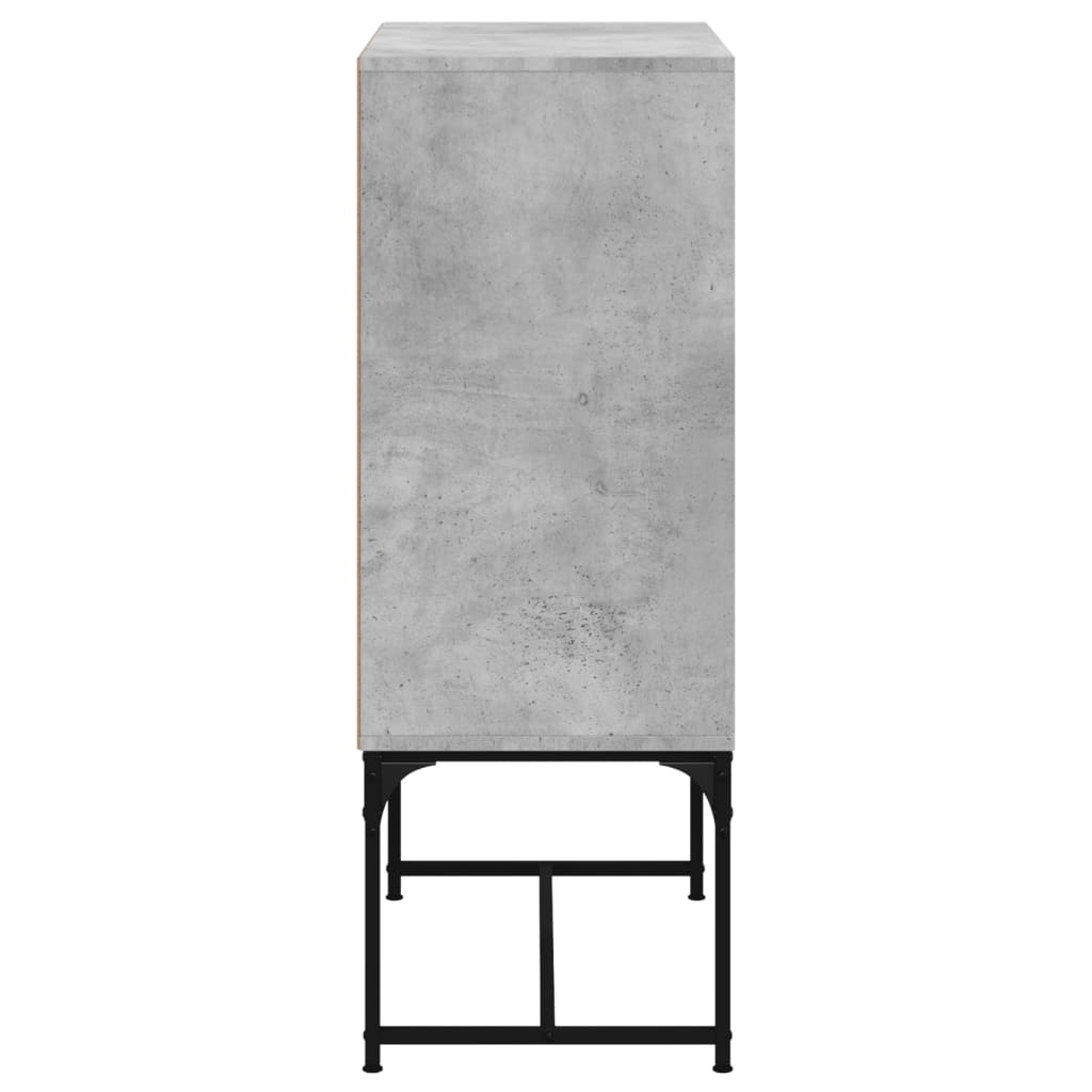 Sideskab med glaslåger Betongrå 69x37x100 cm