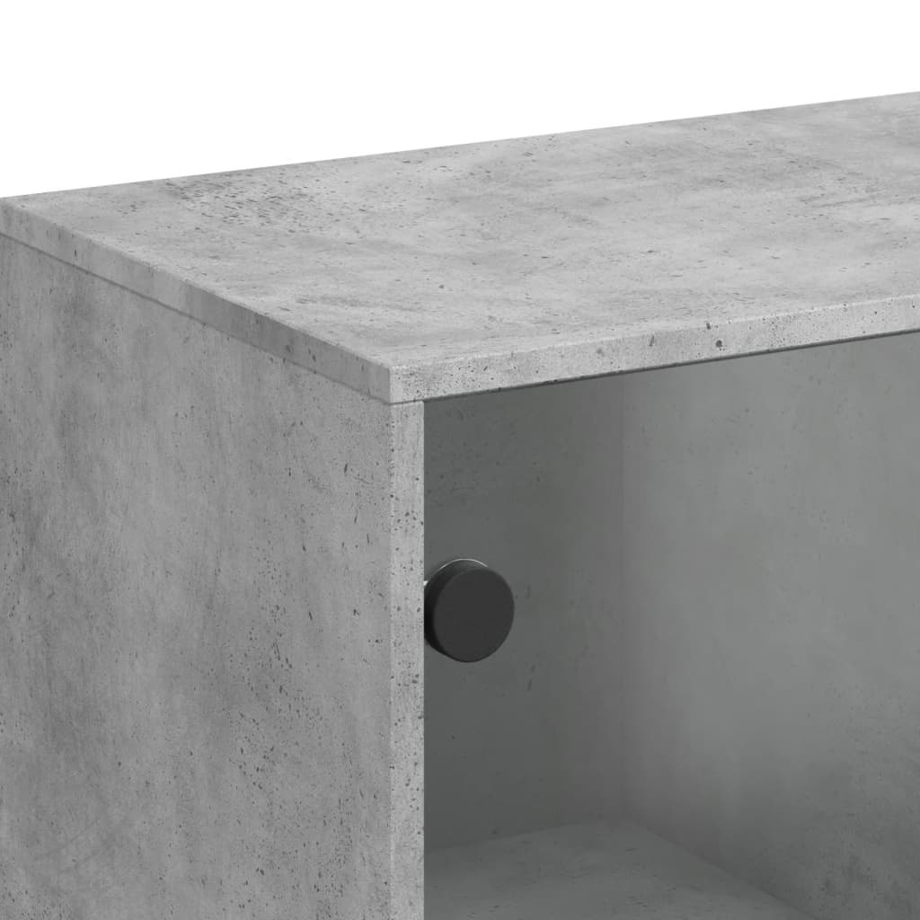 Sideskab med glaslåger Betongrå 69x37x100 cm