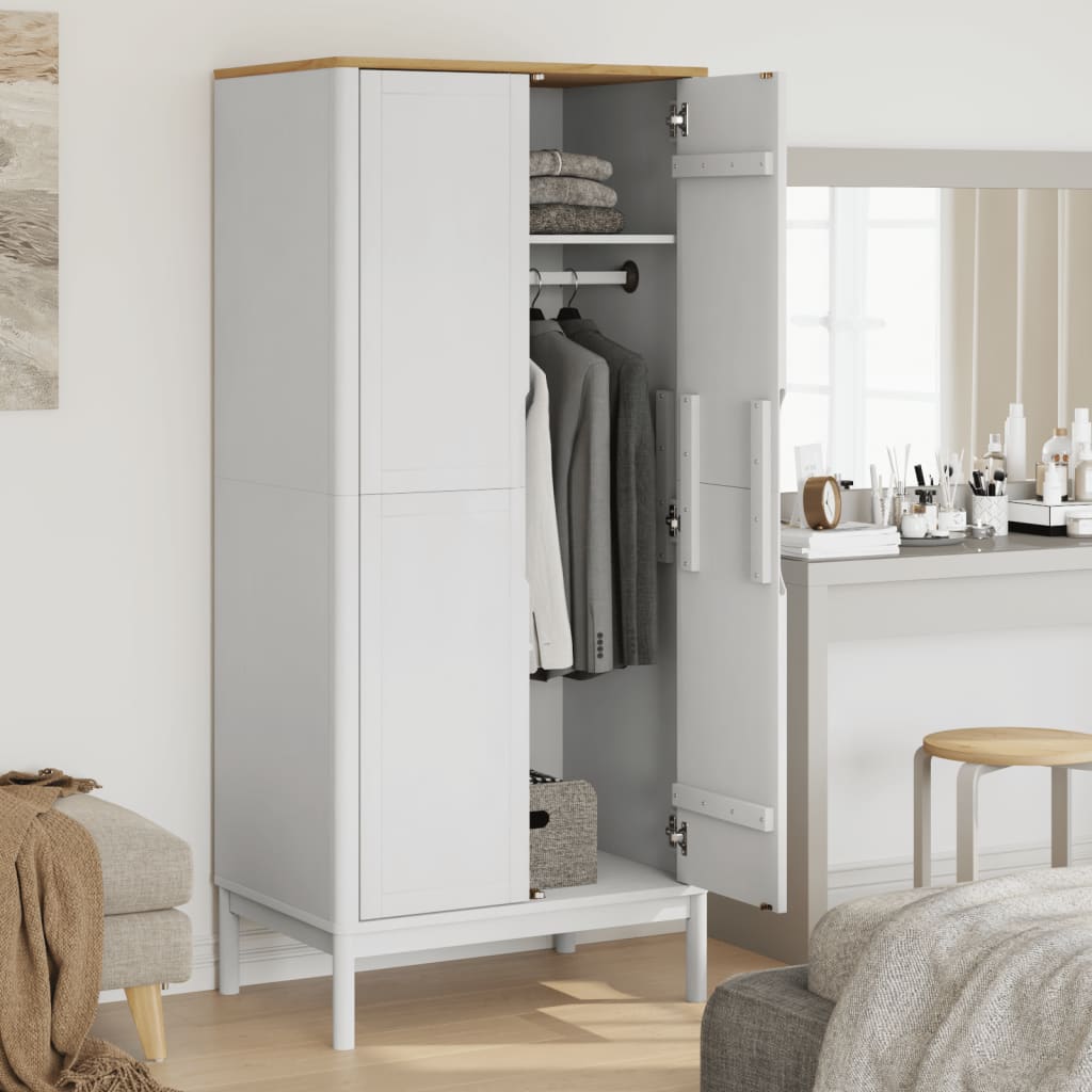 Garderobe FLORO Hvid 77x53x171 cm Massiv Fyr