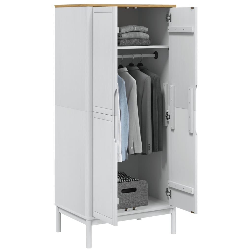 Garderobe FLORO Hvid 77x53x171 cm Massiv Fyr