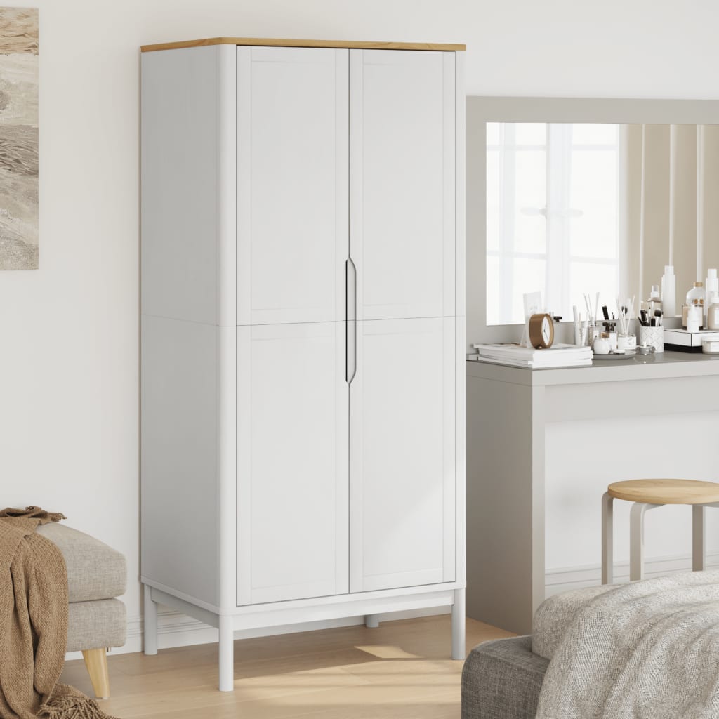 Garderobe FLORO Hvid 77x53x171 cm Massiv Fyr