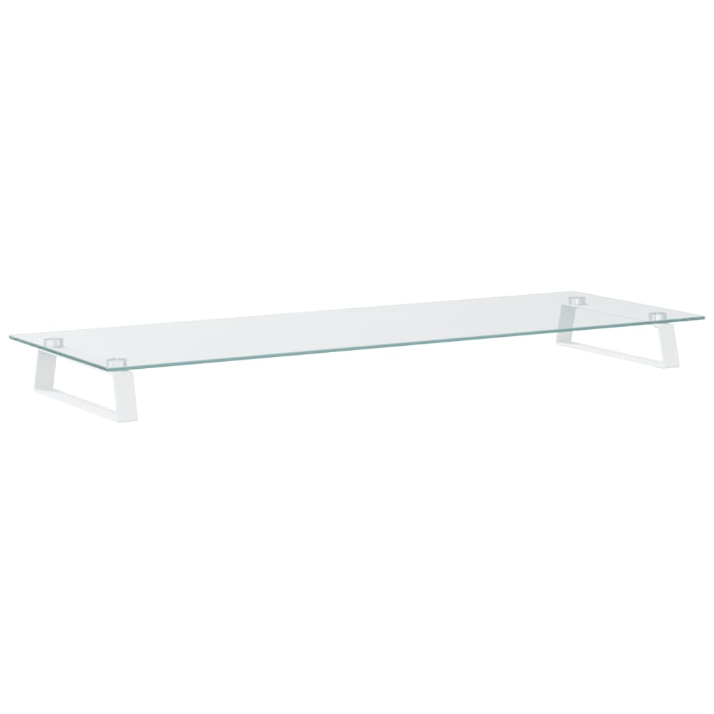Monitorstativ Hvid 100x35x8 cm Hærdet glas og metal