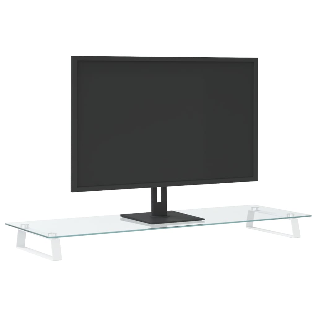 Monitorstativ Hvid 100x35x8 cm Hærdet glas og metal