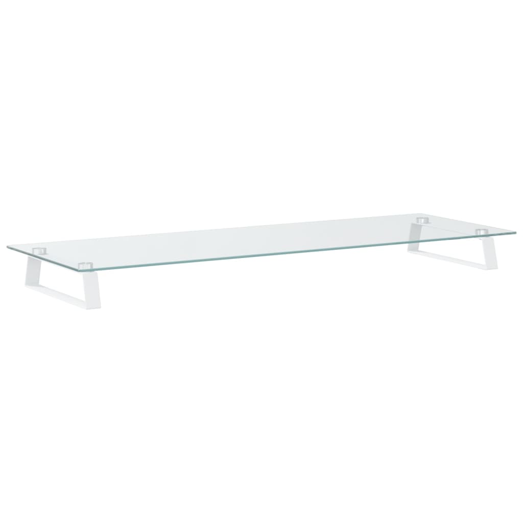 Monitorstativ Hvid 100x35x8 cm Hærdet glas og metal