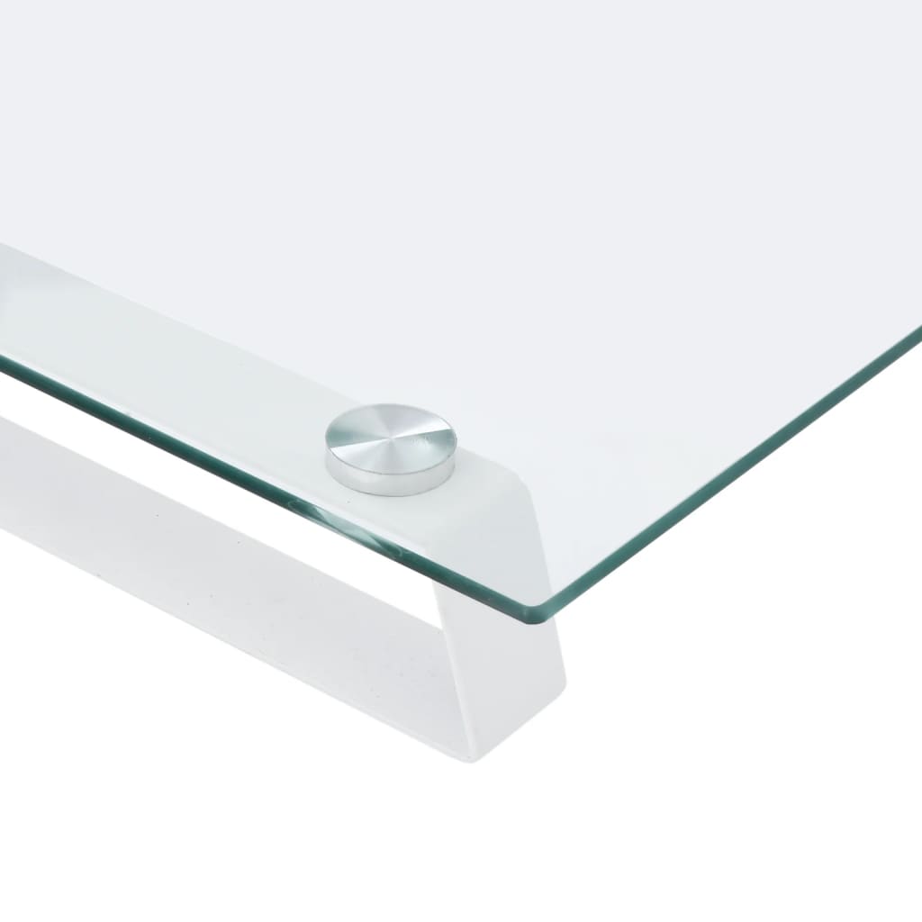Monitorstativ Hvid 100x35x8 cm Hærdet glas og metal
