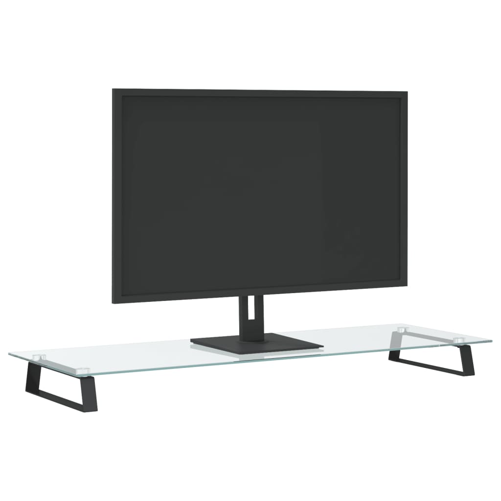 Monitorstativ Sort 100x35x8 cm Hærdet glas og metal