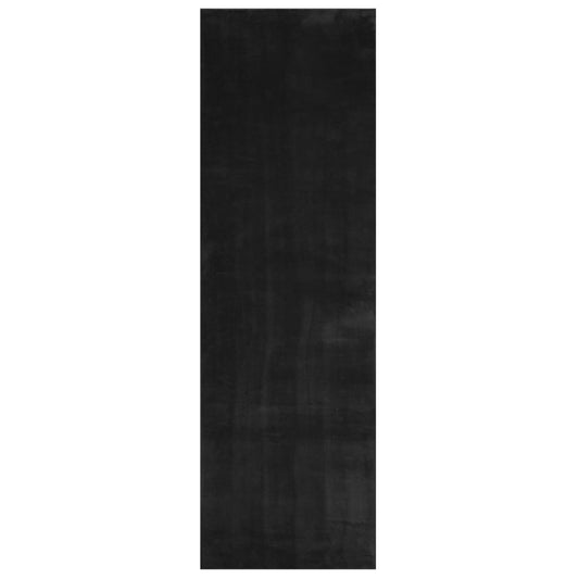 Teppich HUARTE Kurzflor Weich und Waschbar Schwarz 80x250 cm