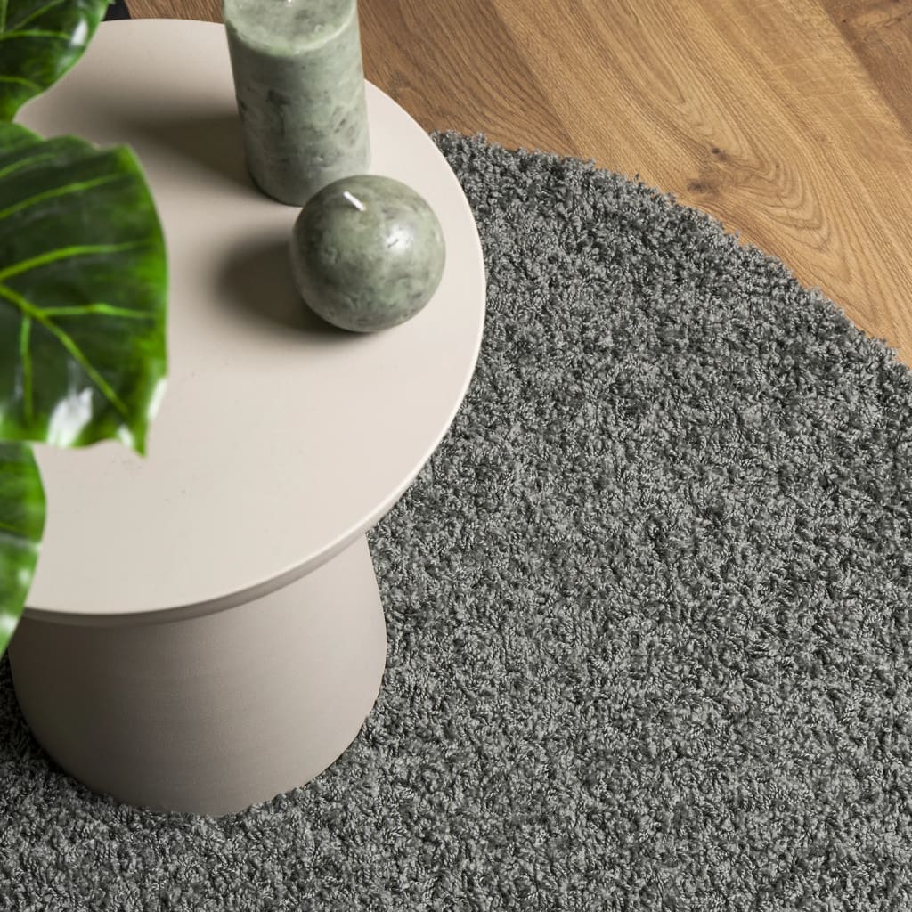 Tæppe Shaggy Deep Pile Modern Green Ø 100 cm