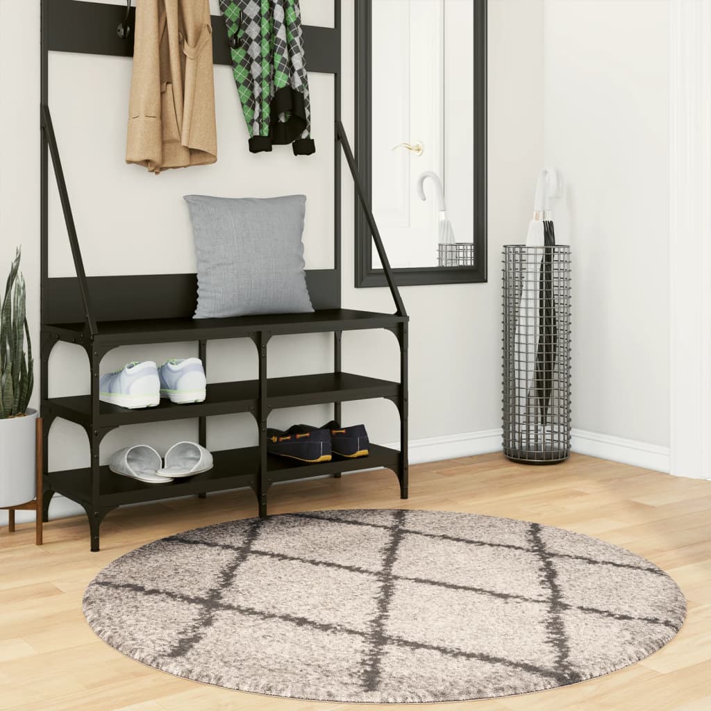 Shaggy tæppe PAMPLONA Deep Pile Modern Beige Antracit Ø 120cm