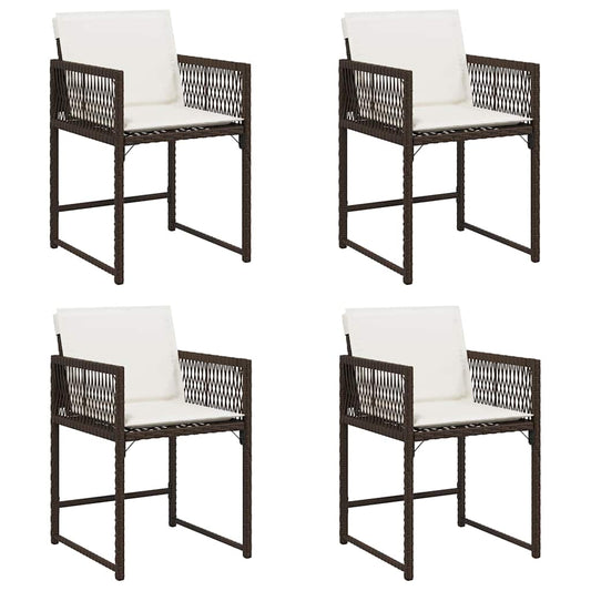 Gartenstühle mit Kissen 4 Stk. Braun Poly Rattan