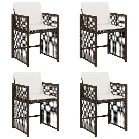 Gartenstühle mit Kissen 4 Stk. Braun Poly Rattan