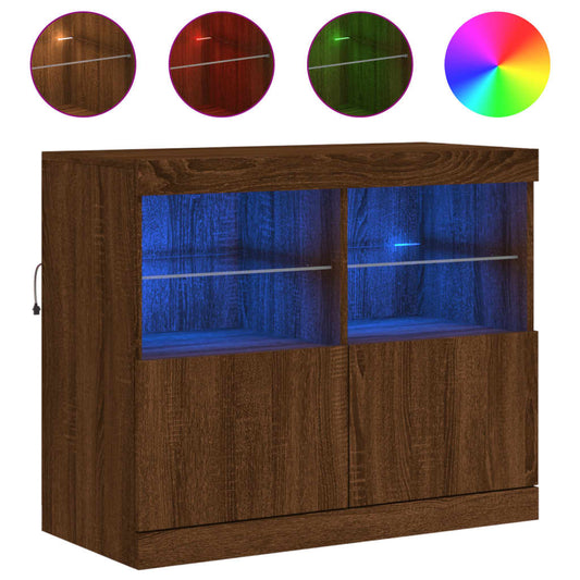 Sideboard mit LED-Leuchten Braun Eichen-Optik 81x37x67 cm
