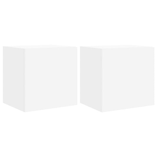 TV-Wandschränke mit LED-Leuchten 2 Stk. Weiß 40,5x35x40 cm