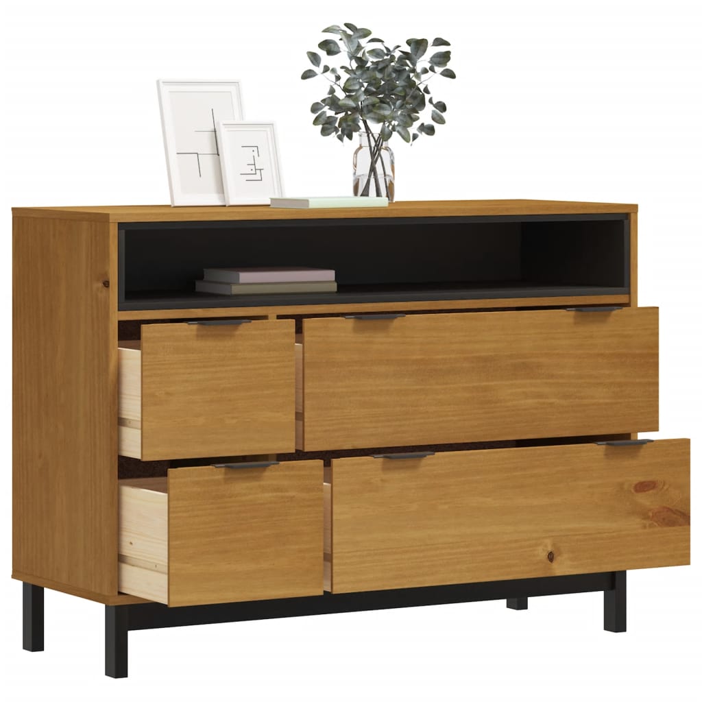 Skuffeskab FLAM 110x40x80 cm massiv fyrretræ