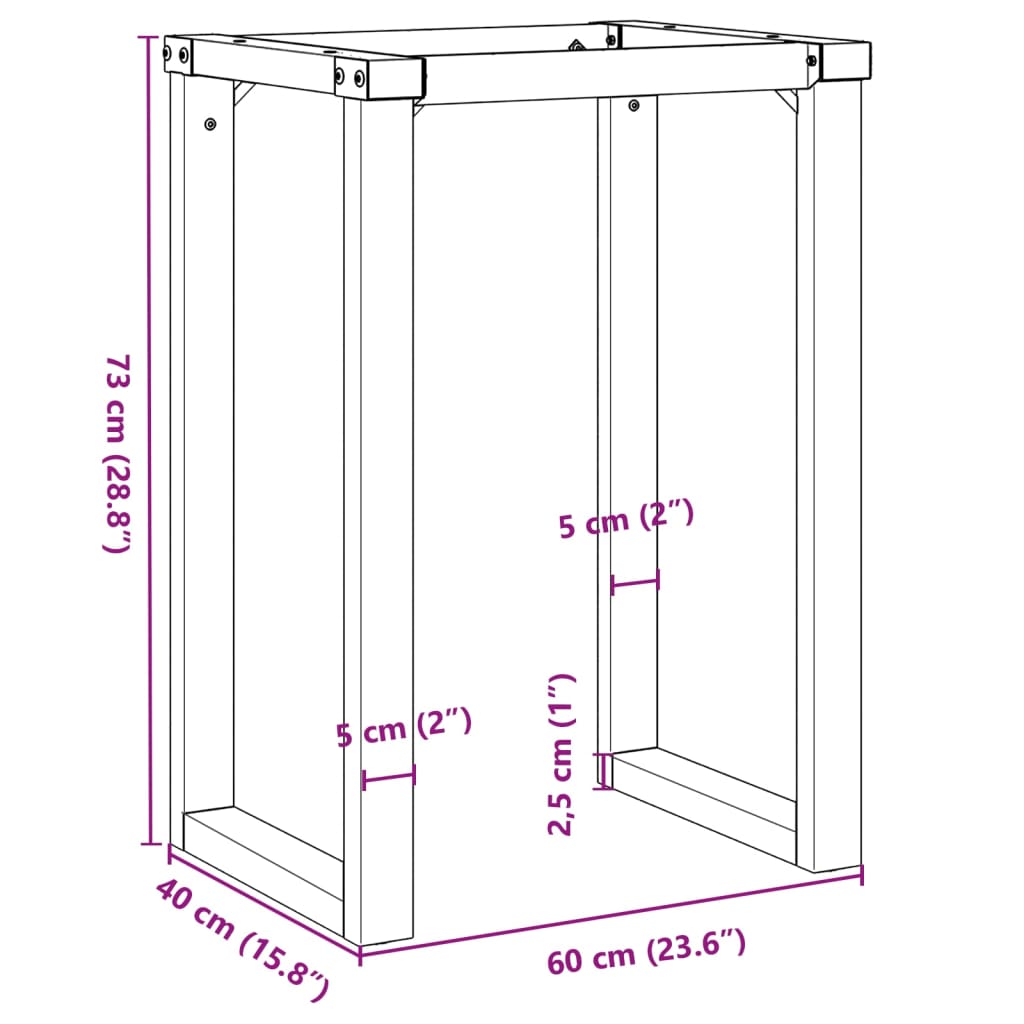 Esstisch-Gestell in O-Form 60x40x73 cm Stahl