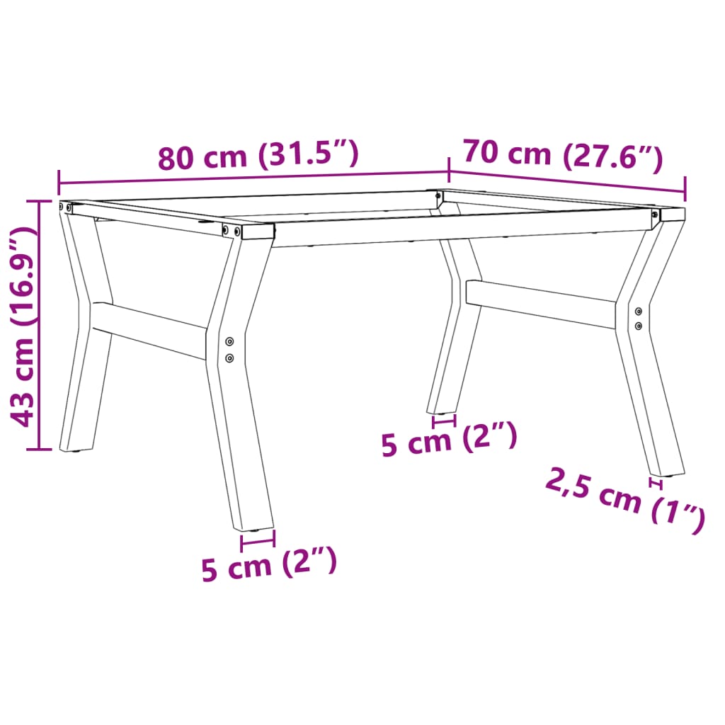 Couchtisch-Gestell in Y-Form 80x70x43 cm Stahl