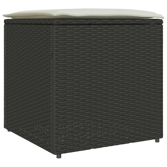 Kissenbox mit Speicher Schwarz 50 x 50 x 50 cm Poly-Rattan