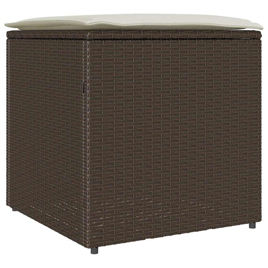 Kissenbox mit Speicher Braun 50 x 50 x 50 cm Poly-Rattan