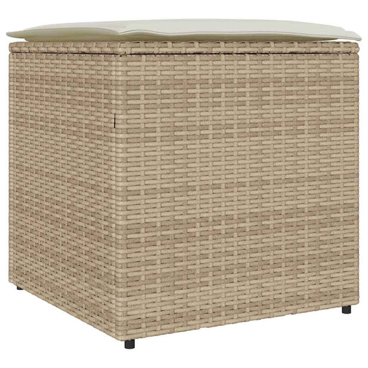 Kissenbox mit Speicher Beige 50 x 50 x 50 cm Poly-Rattan