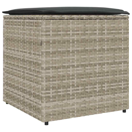 Kissenbox mit Speicher Hellgrau 50 x 50 x 50 cm Poly-Rattan