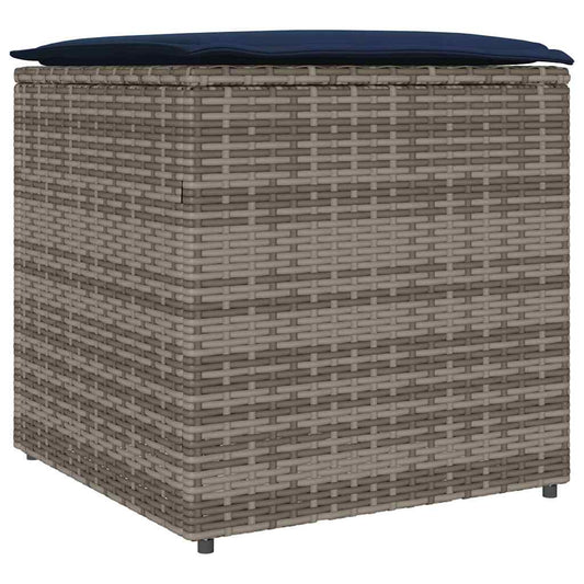 Kissenbox mit Speicher Grau 50 x 50 x 50 cm Poly-Rattan