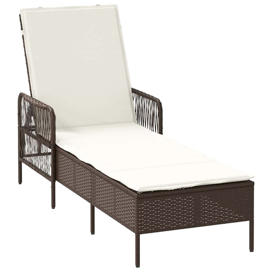 Sonnenliege mit Kissen Braun 157 x 55 x 92cm Poly-Rattan