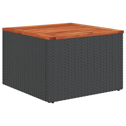 Gartentisch Schwarz 55 x 55 x 37 cm Poly Rattan und Akazienholz
