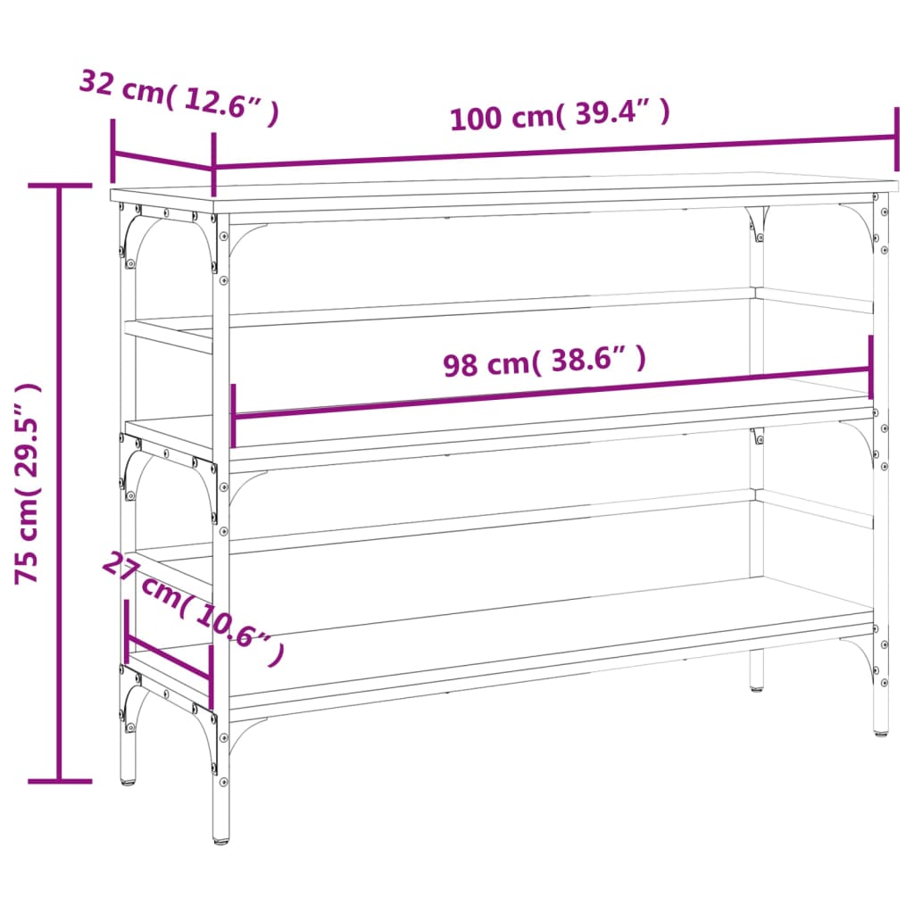 Konsolbord Grå Sonoma 100x32x75 cm Træmateriale