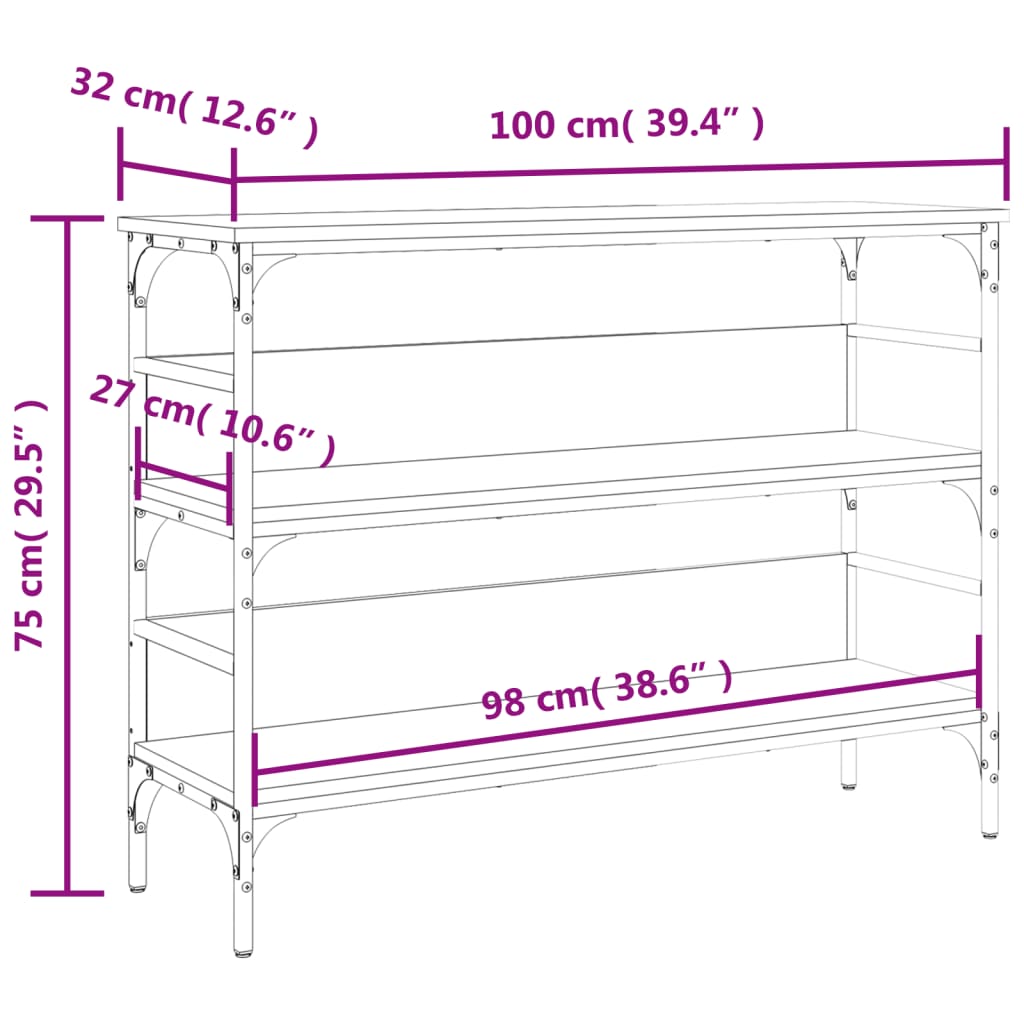Konsolbord Grå Sonoma 100x32x75 cm Træmateriale