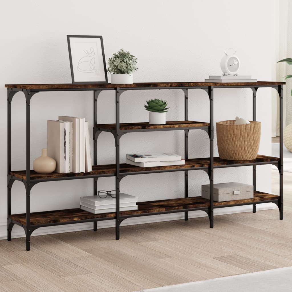 Konsolbord røget eg 160x29x80 cm træmateriale