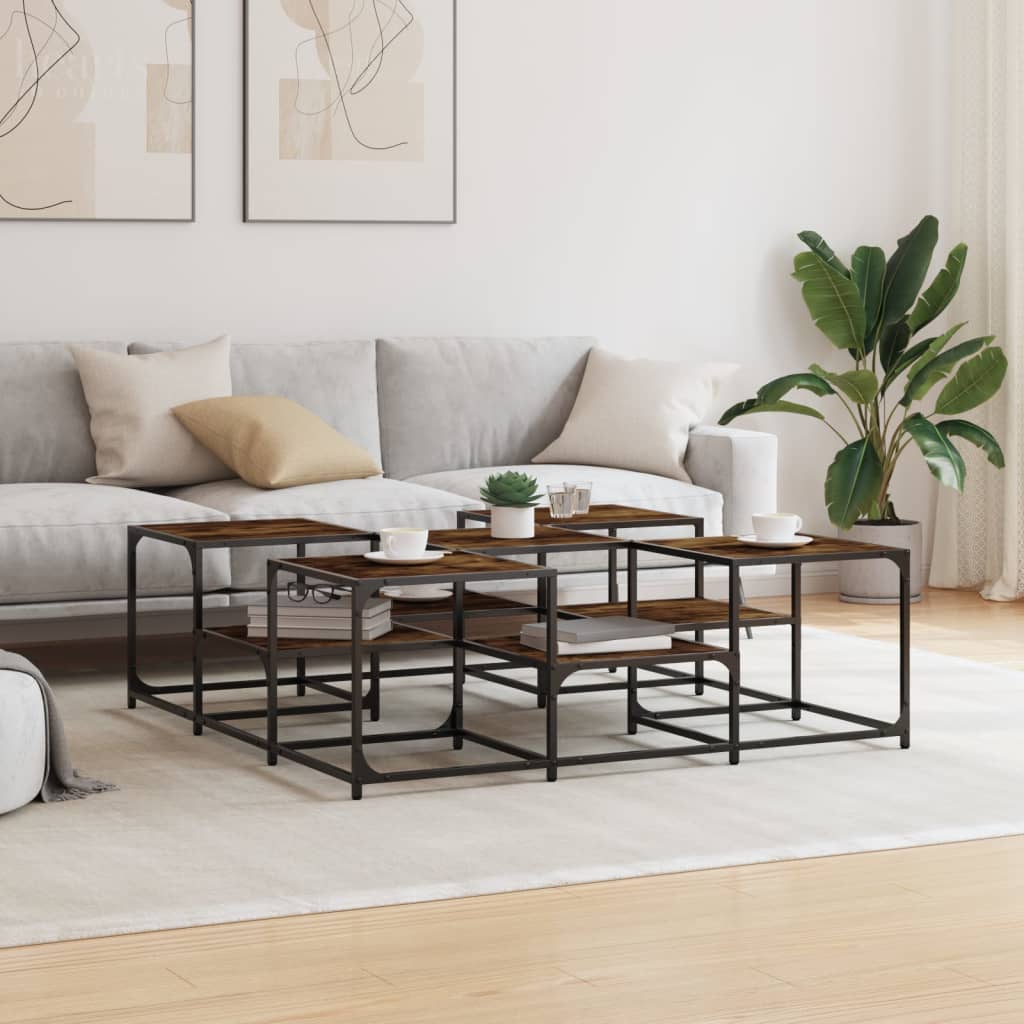 Sofabord røget eg 121x121x40 cm træmateriale