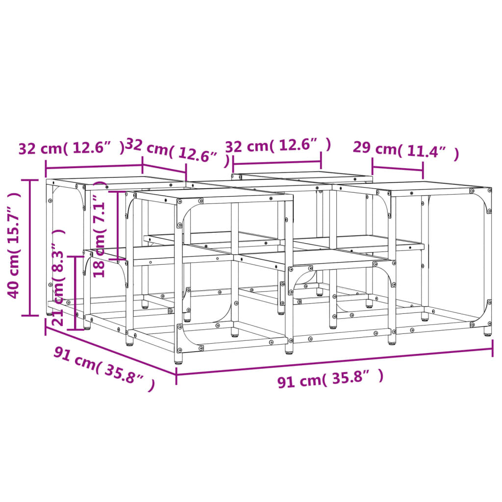 Sofabord Sort 91x91x40 cm Træ Materiale