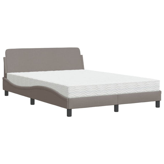Bett mit Matratze "Dover" Taupe 140x190 cm Stoff