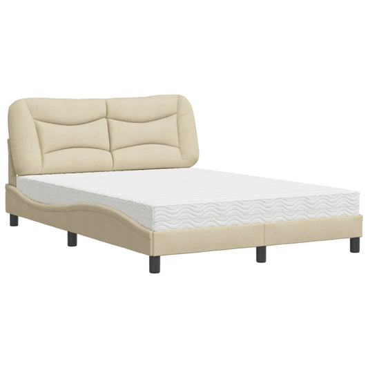 Bett mit Matratze "Hvar" Creme 140x190 cm Stoff