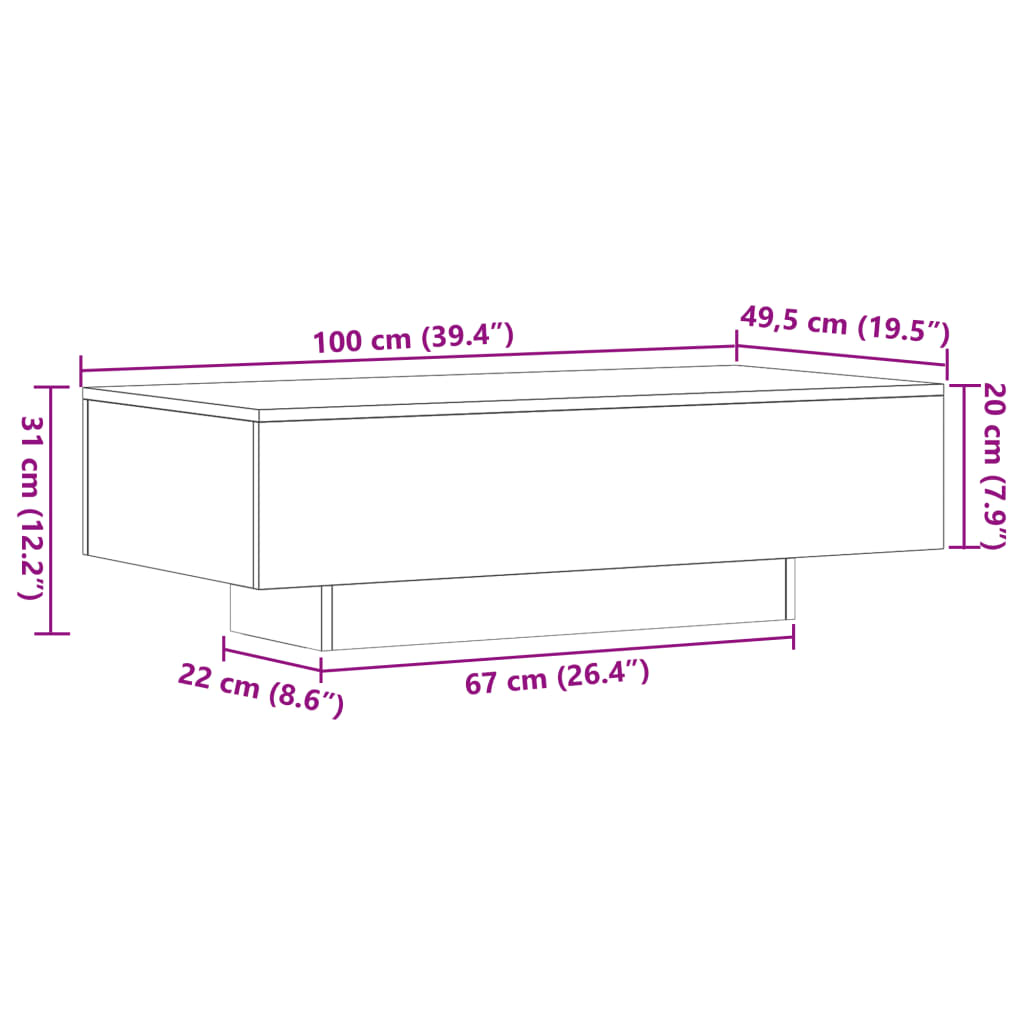 Sofabord Sonoma eg 100x49,5x31 cm træmateriale
