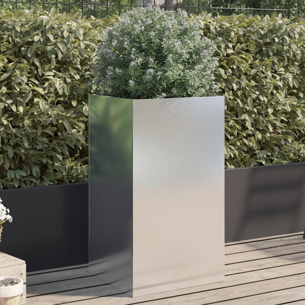 Plantepotte Sølv 42x38x75 cm Rustfrit Stål