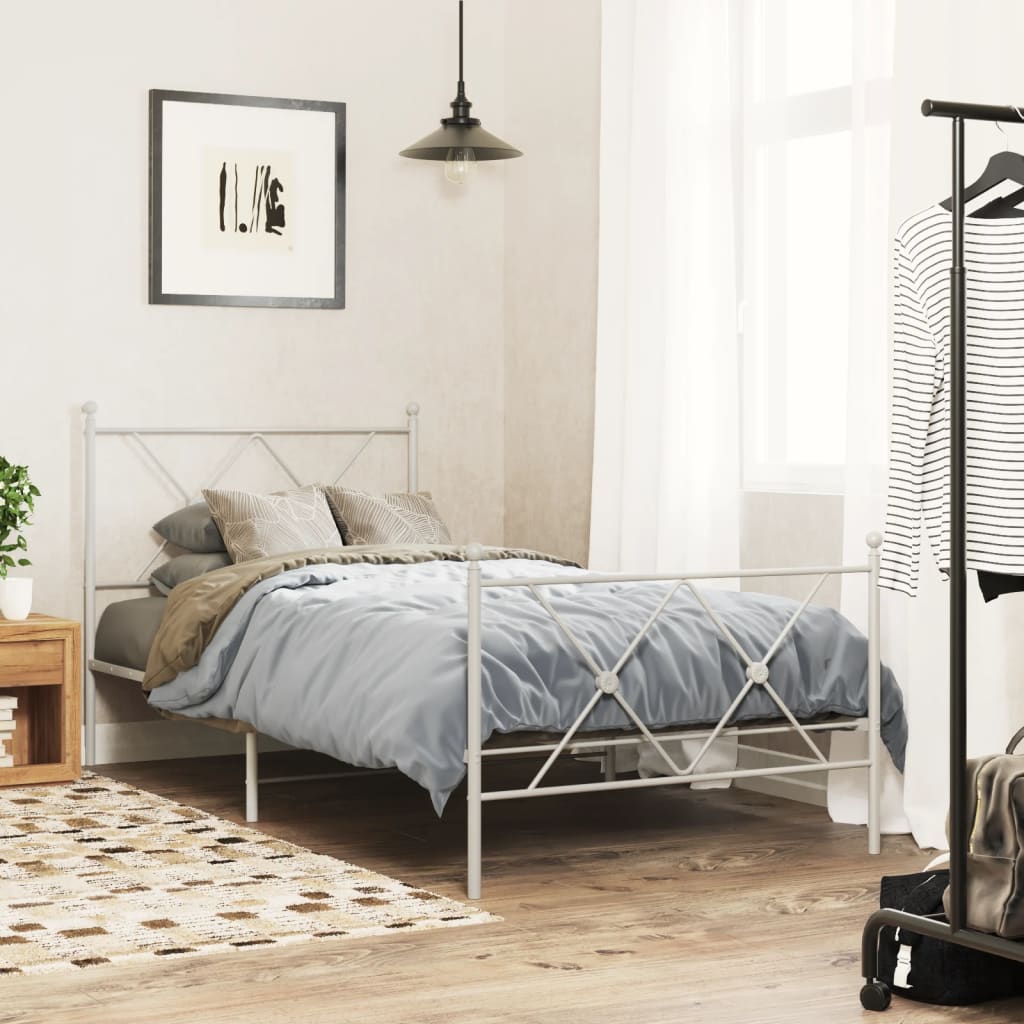 Sengegavl Metal Hvid 90 cm