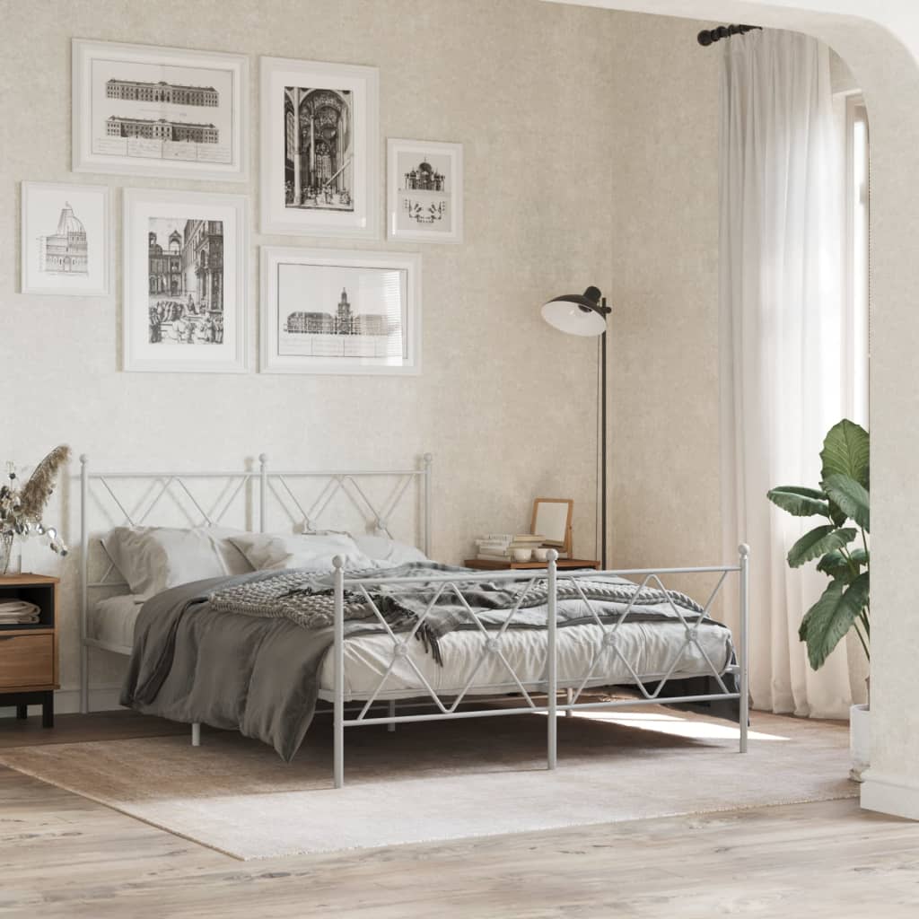 Sengegavl Metal Hvid 140 cm