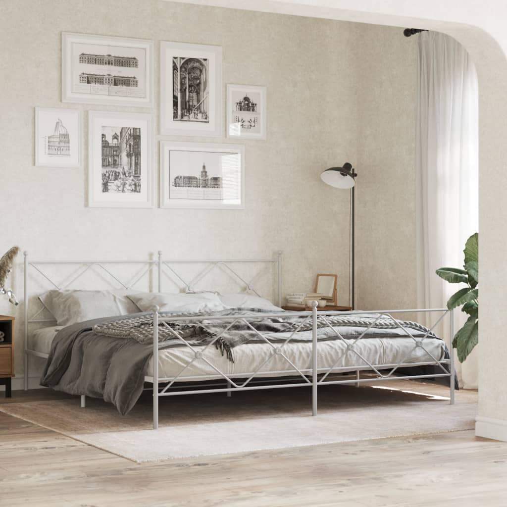 Sengegavl Metal Hvid 193 cm