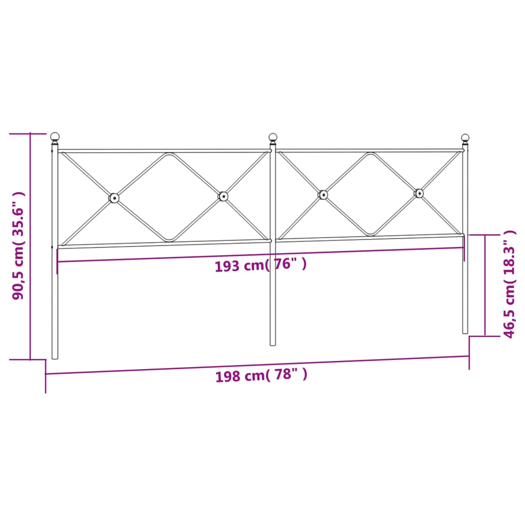 Sengegavl Metal Hvid 193 cm