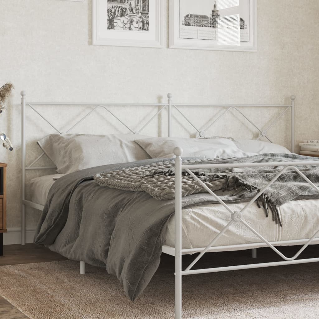 Sengegavl Metal Hvid 193 cm